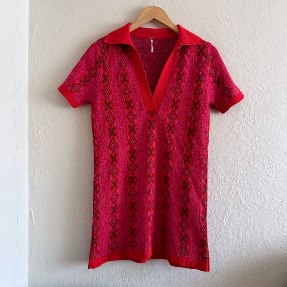 Free People Kitt Red Mini Dress Size XS - Picture 2 of 7
